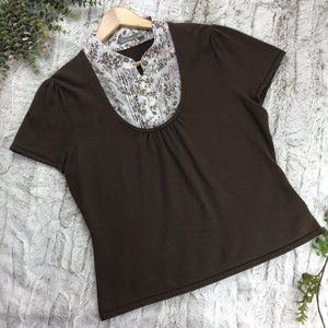 [Apt. 9] Short Sleeve Top Built-In Collar Size Petite PXL Womens Top